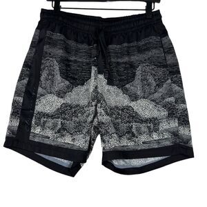 Zara Men's Black Geometric Print Silky Sweat Shorts
